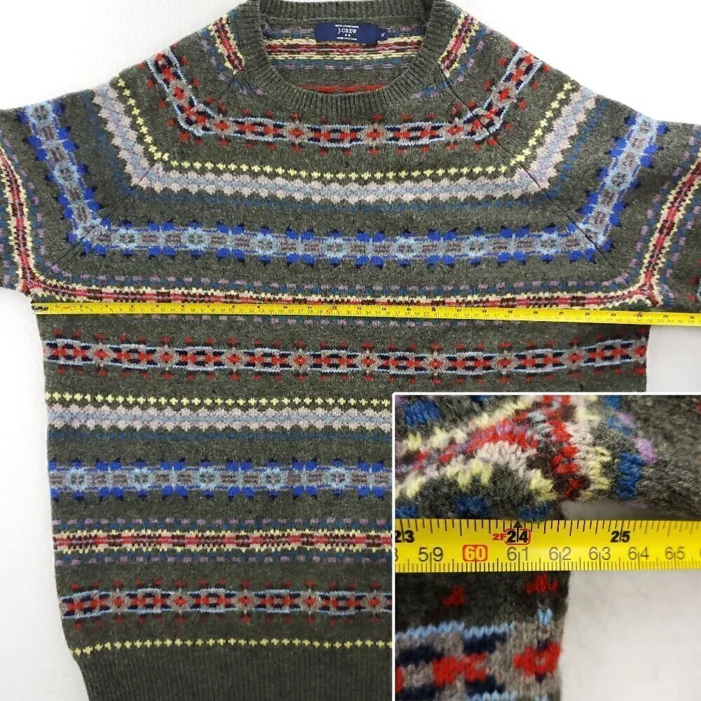 J. Crew Fair Isle Sweater 100% Lambswool Soft Multicolor Men's XL